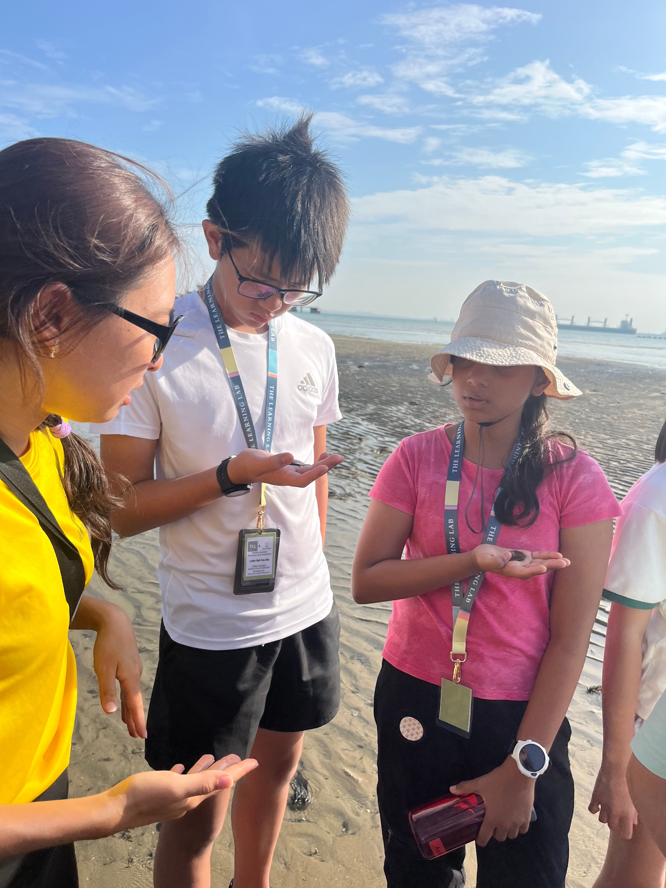 Students of The Learning Lab learn about marine life with Biogirl MJ at Singapore Changi Beach